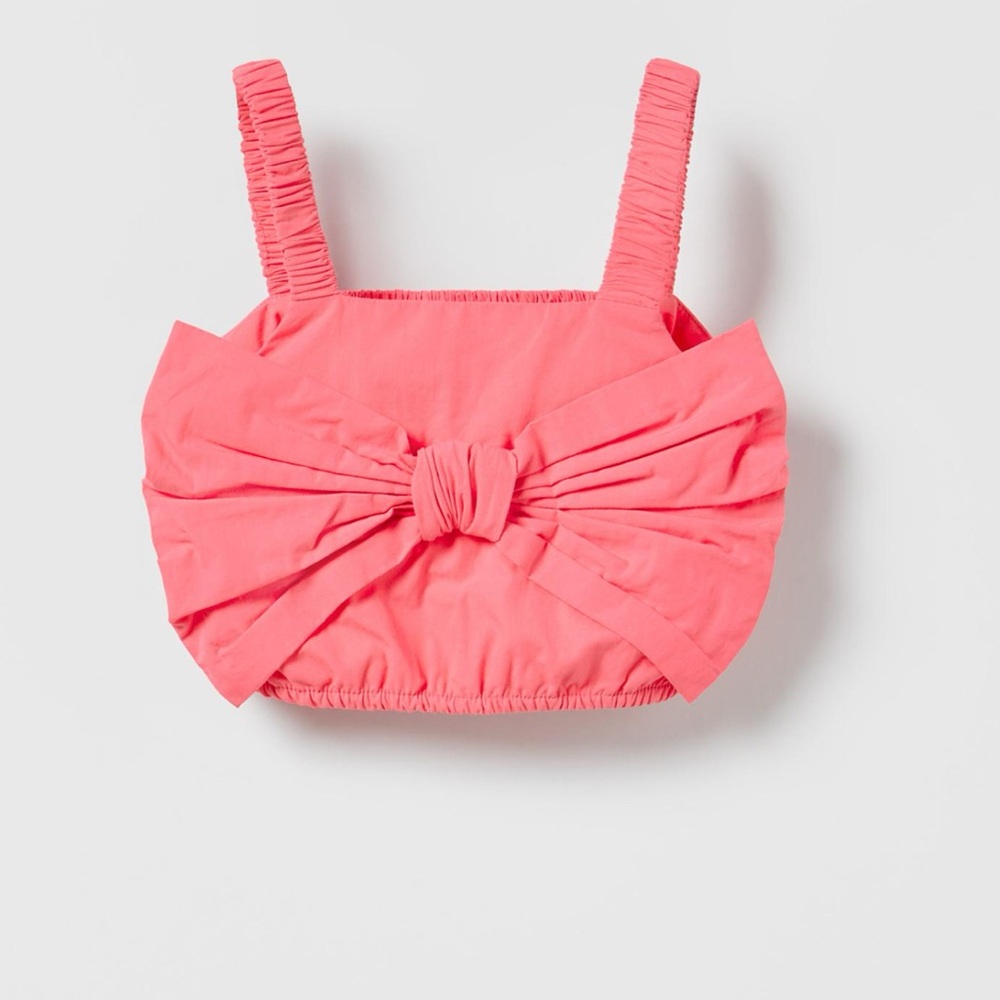 Zara Coral Pink front bow top